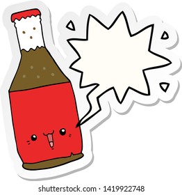 cartoon beer bottle with speech bubble sticker