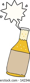 cartoon beer bottle with speech bubble