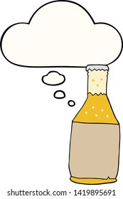 cartoon beer bottle with thought bubble