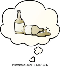 cartoon beer bottles with thought bubble in smooth gradient style