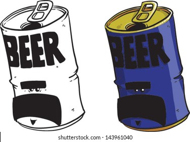 Cartoon beer can - Vector clip art illustration on white background