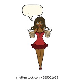 cartoon beer festival girl with speech bubble