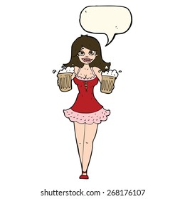 cartoon beer festival girl with speech bubble