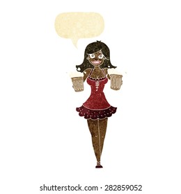 cartoon beer festival girl with speech bubble