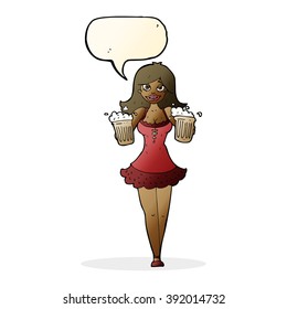 cartoon beer festival girl with speech bubble