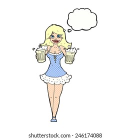 cartoon beer festival girl with thought bubble