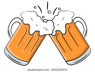 Cartoon Beer glass cheers isolated on a white background