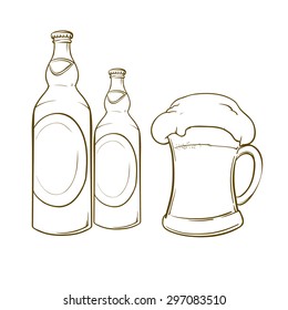cartoon beer illustration, design elements for logo or artwork