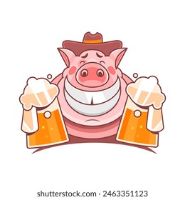 Cartoon beer mug character in retro style for bar banner. Vector illustration. Vintage alcohol drink mascot poster. Nostalgia 60s, 70s, 80s