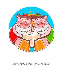 Cartoon beer mug character in retro style for bar banner. Vector illustration. Vintage alcohol drink mascot poster. Nostalgia 60s, 70s, 80s
