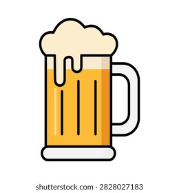 Cartoon Beer Mug Icon with Frothy Foam - Refreshing Alcoholic Beverage Illustration