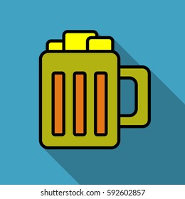 Cartoon beer mug vector simple color icon