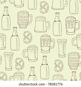 cartoon beer seamless pattern