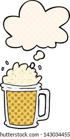 Cartoon Bier mit Denkblase im Comicstil
