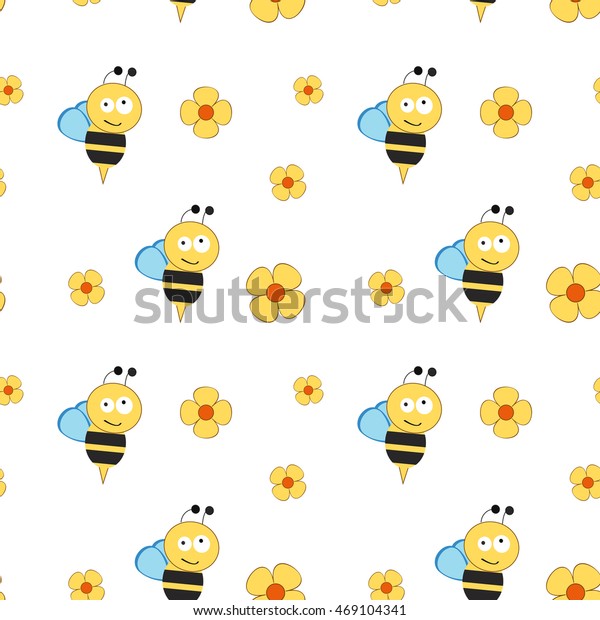 cartoon bee on flower