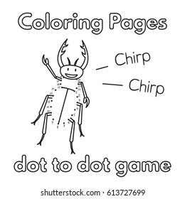 Cartoon beetle dot to dot game. Vector coloring book pages for children