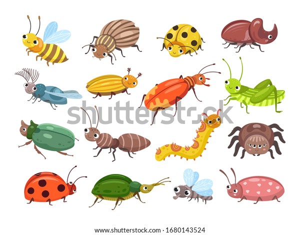 カマムシ 可笑しい笑顔の虫 子どもがカブトムシ 幸せな昆虫ラディブとカタピラ幼虫 野生林の世界のベクター画像イラスト のベクター画像素材 ロイヤリティ フリー