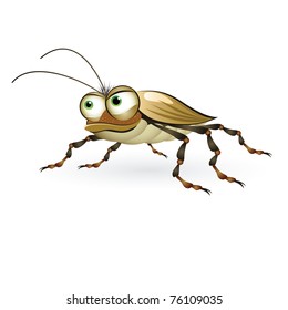 Cartoon beetle with a mysterious look. Illustration on white background