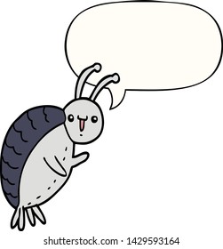cartoon beetle with speech bubble
