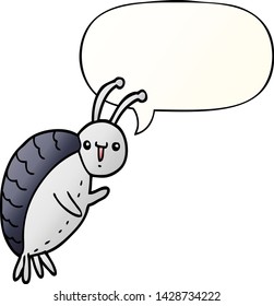 cartoon beetle with speech bubble in smooth gradient style