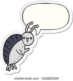 cartoon beetle with speech bubble sticker