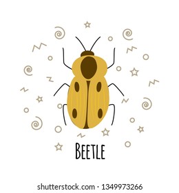 Cartoon beetle vector  illustration isolated on white background. Insect vector card.
