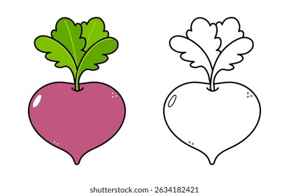 Cartoon Beetroot graphic, vivid color and monochrome versions, perfect for children s learning resources and playful design projects
