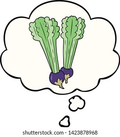 cartoon beetroot with thought bubble