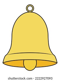 Cartoon bell icon. Handbell vector illustration isolated on white background.