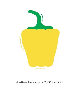 Dibujado a mano del pimiento de campana de la historieta, garabato vegetal lindo, icono simple del carácter amarillo. Comida divertida del niño aislada en el fondo blanco. Bebé ingenua Ilustración vectorial