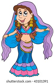 Cartoon belly dancer - vector illustration.