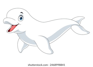 Cartoon beluga isolated on white background
