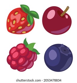 Cartoon berries. Candy style. Game assets