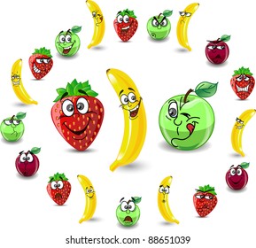 Cartoon fruit?s and berries with emotions