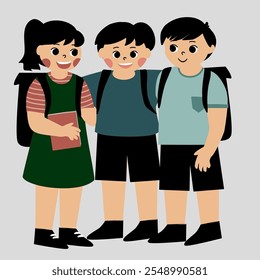 Cartoon bestfriend go to school together