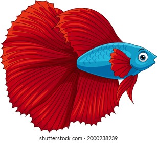 Cartoon betta fish or siamese fighting fish