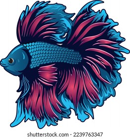 Cartoon betta fish, vectorial illustration