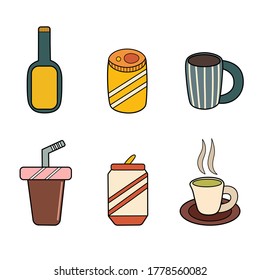 Cartoon beverages icon on white background. Vector illustration on white background. 