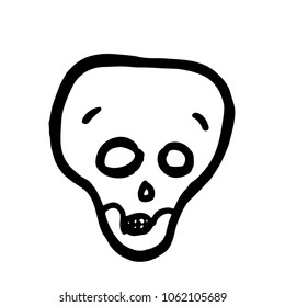 Cartoon bewildered skull.  Halloween vector illustration isolated on white