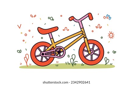 Cartoon Bicycle Children's Illustrations and Vector Poster Design