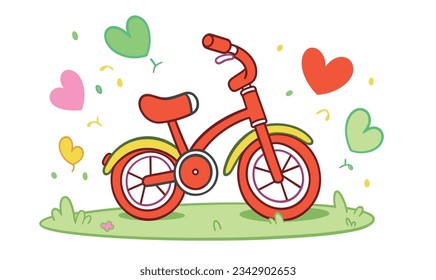 Cartoon Bicycle Children's Illustrations and Vector Poster Design