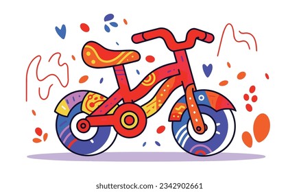 Cartoon Bicycle Children's Illustrations and Vector Poster Design