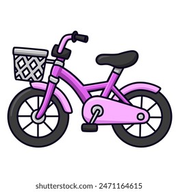 cartoon bicycle isolated on white digital sticker