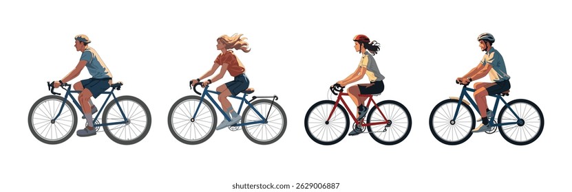 Cartoon bicyclist design vector illustration isolated on white background.