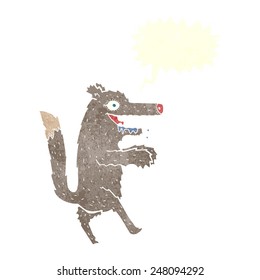 cartoon big bad wolf with speech bubble