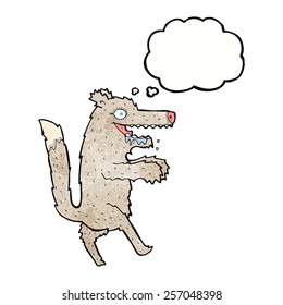 cartoon big bad wolf with thought bubble