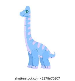 Cartoon a big blue dinosaur with a long neck.