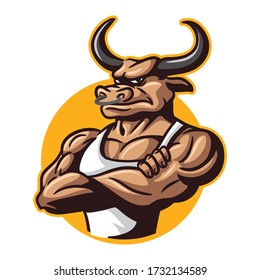 Cartoon Big Bull Mascot Logo