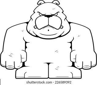 A cartoon big bulldog with an angry expression.