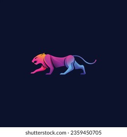 Cartoon big cats vector set. Illustration of black panther, cougar, jaguar, leopard, lion, tiger, cheetah, snow leopard.Edgy Geometric Design of Aggressive PantherBig cats - vector illustration


